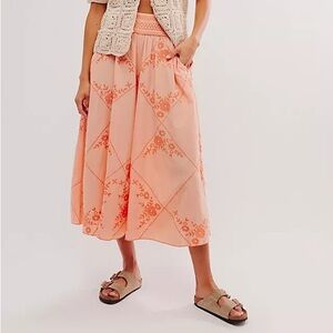 NWT Free People Smocked Waverly Embroidered Flowy Pants